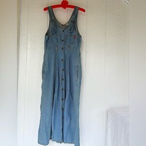 Vintage Denim Button-Down Maxi Dress small